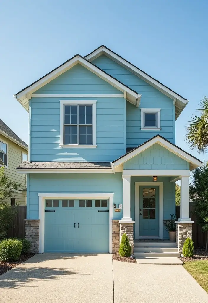 30 Modern Exterior Paint Colors That Boost Home Value - 5. Sky Blue
