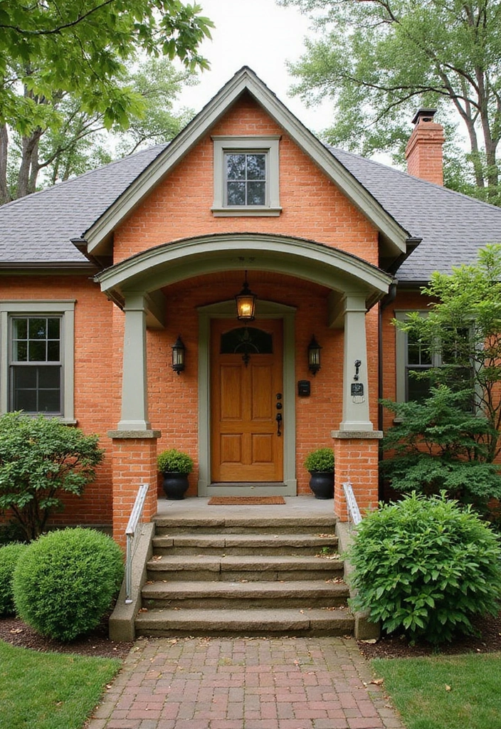 30 Orange Brick Exterior Color Schemes That Look Amazing - 1. Warm Cream and Soft Gray