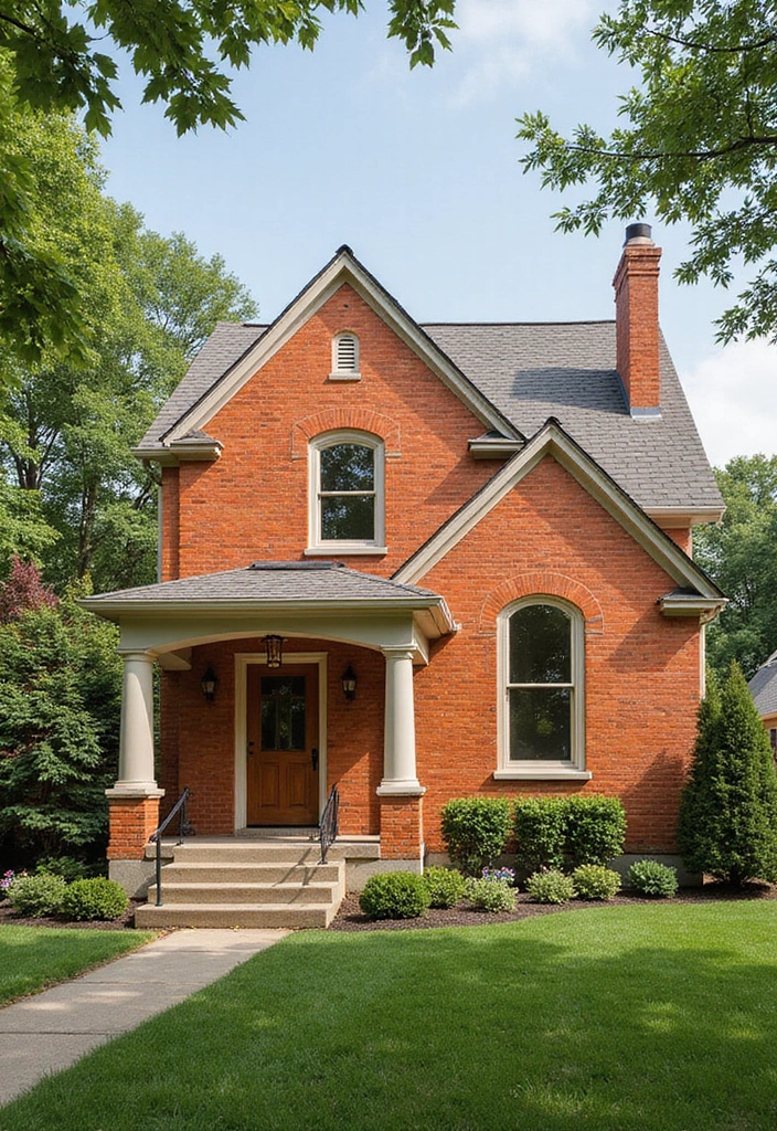 30 Orange Brick Exterior Color Schemes That Look Amazing - 30. Almond and Rose