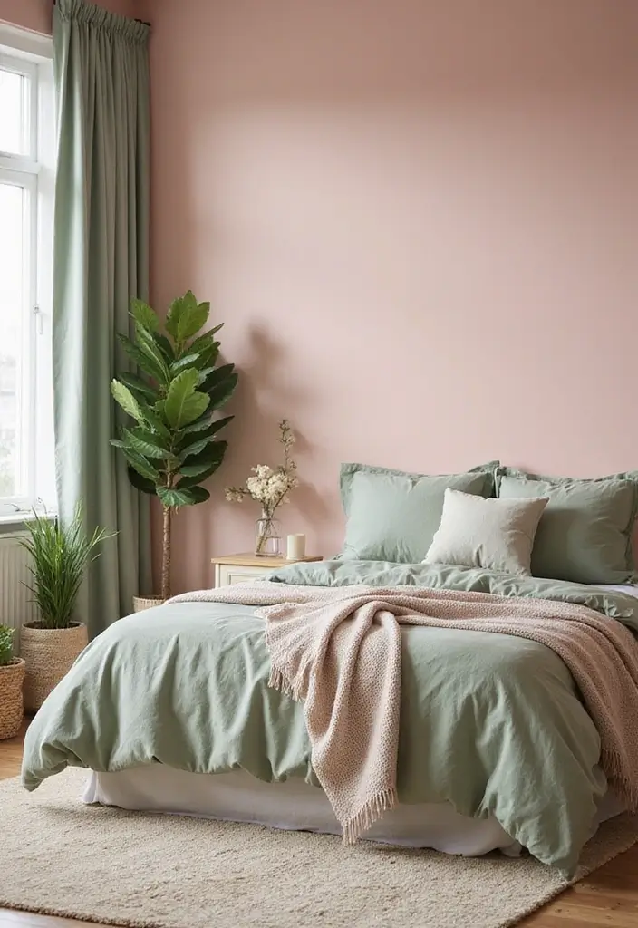 30 Pink Contrast Color Combinations for Modern Interiors 1 30 Pink Contrast Color Combinations for Modern Interiors - 1. Blush Pink & Sage Green