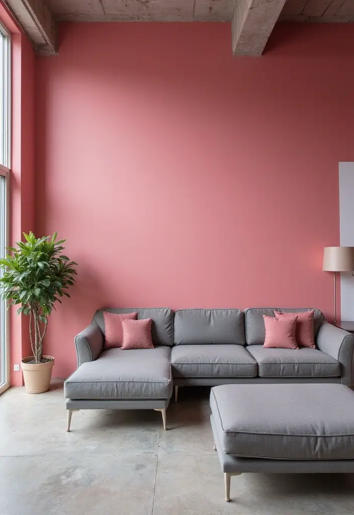 30 Pink Contrast Color Combinations for Modern Interiors 15 30 Pink Contrast Color Combinations for Modern Interiors - 15. Flamingo Pink & Ash Gray