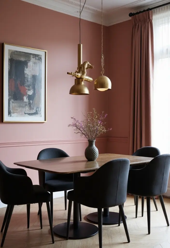 30 Pink Contrast Color Combinations for Modern Interiors 17 30 Pink Contrast Color Combinations for Modern Interiors - 17. Dusty Rose & Black