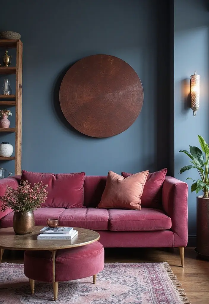 30 Pink Contrast Color Combinations for Modern Interiors 21 30 Pink Contrast Color Combinations for Modern Interiors - 21. Raspberry & Steel Blue