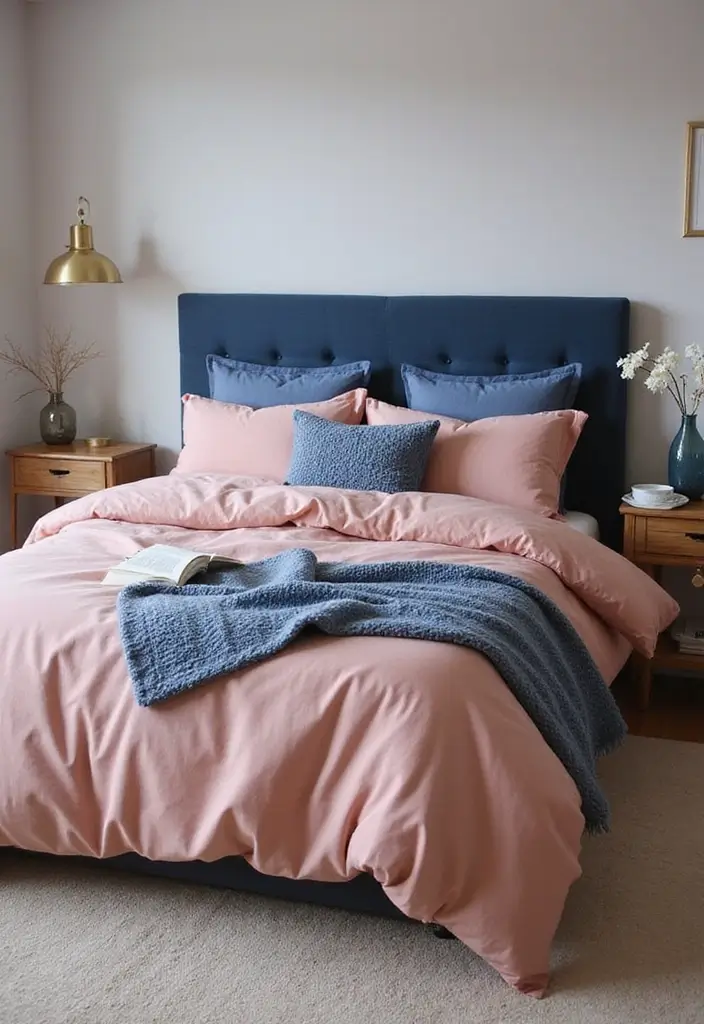 30 Pink Contrast Color Combinations for Modern Interiors 5 30 Pink Contrast Color Combinations for Modern Interiors - 5. Dusty Pink & Navy Blue