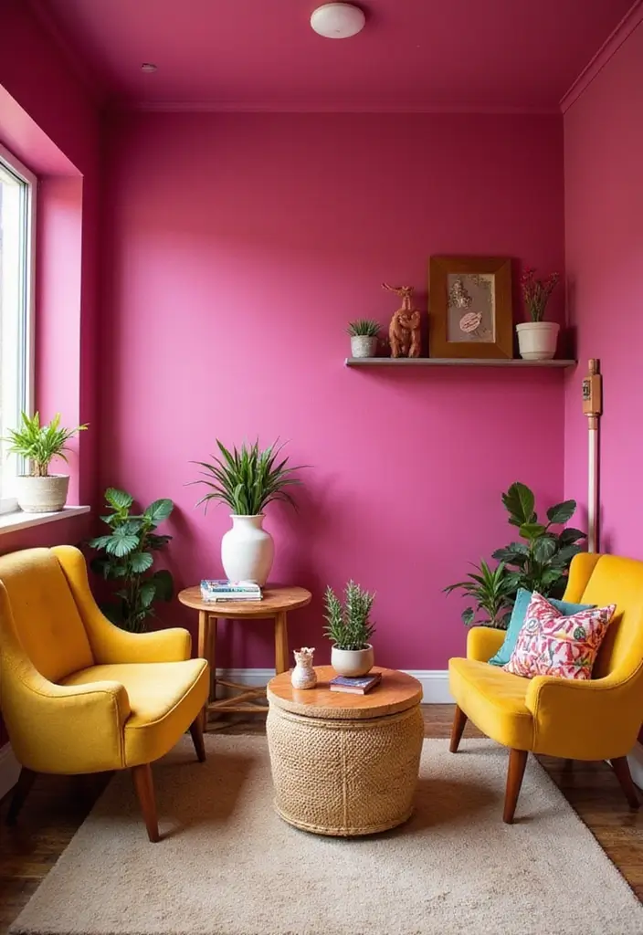 30 Pink Contrast Color Combinations for Modern Interiors 6 30 Pink Contrast Color Combinations for Modern Interiors - 6. Magenta & Mustard Yellow