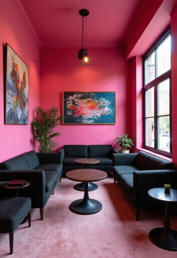 30 Pink Contrast Color Combinations for Modern Interiors 9 30 Pink Contrast Color Combinations for Modern Interiors - 9. Vibrant Pink & Black