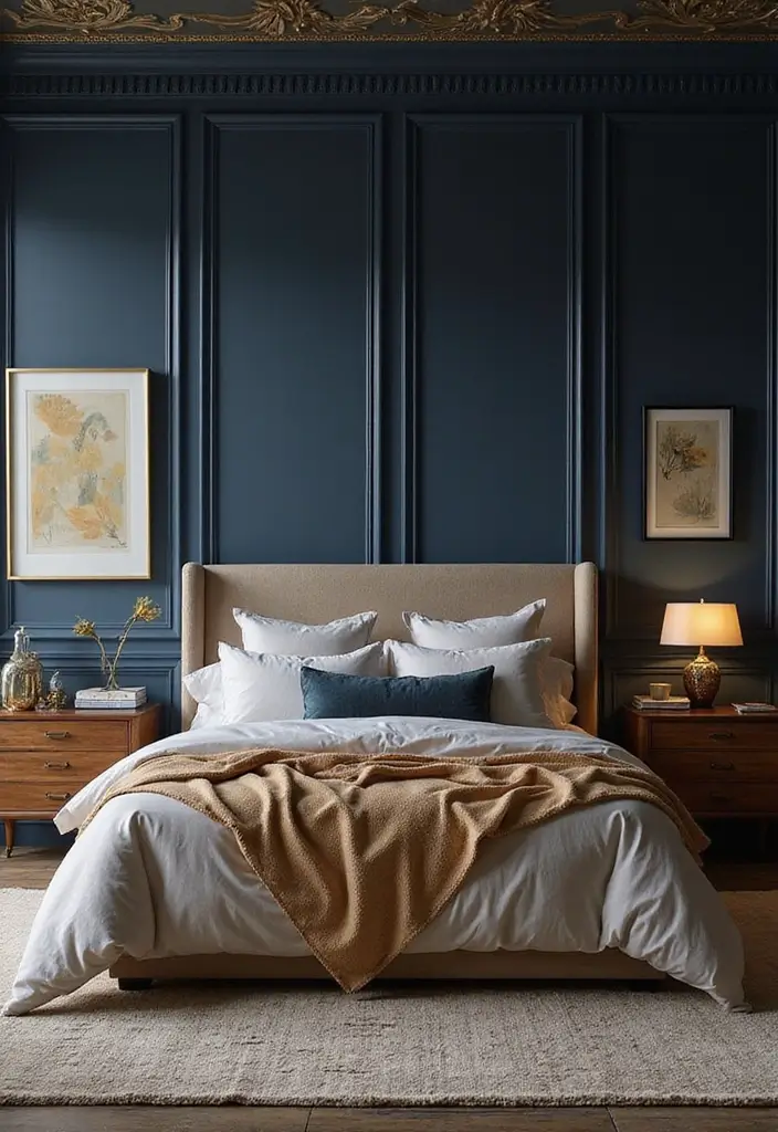 30+ Stunning Bedroom Paint Color Ideas to Transform Your Room Instantly 10 30+ Stunning Bedroom Paint Color Ideas to Transform Your Room Instantly - 10. Elegant Navy for Timeless Sophistication