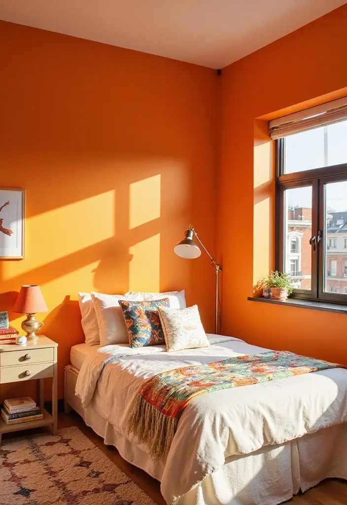 30+ Stunning Bedroom Paint Color Ideas to Transform Your Room Instantly 17 30+ Stunning Bedroom Paint Color Ideas to Transform Your Room Instantly - 17. Vibrant Orange for Energy