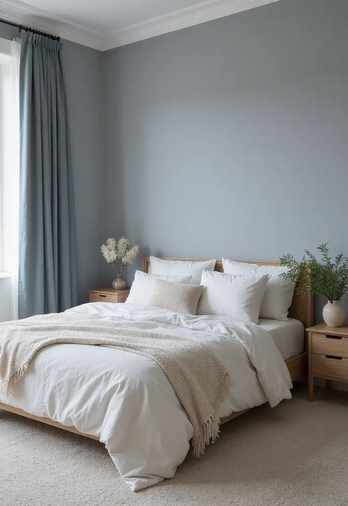30+ Stunning Bedroom Paint Color Ideas to Transform Your Room Instantly 21 30+ Stunning Bedroom Paint Color Ideas to Transform Your Room Instantly - 21. Subtle Gray-Blue for Serenity