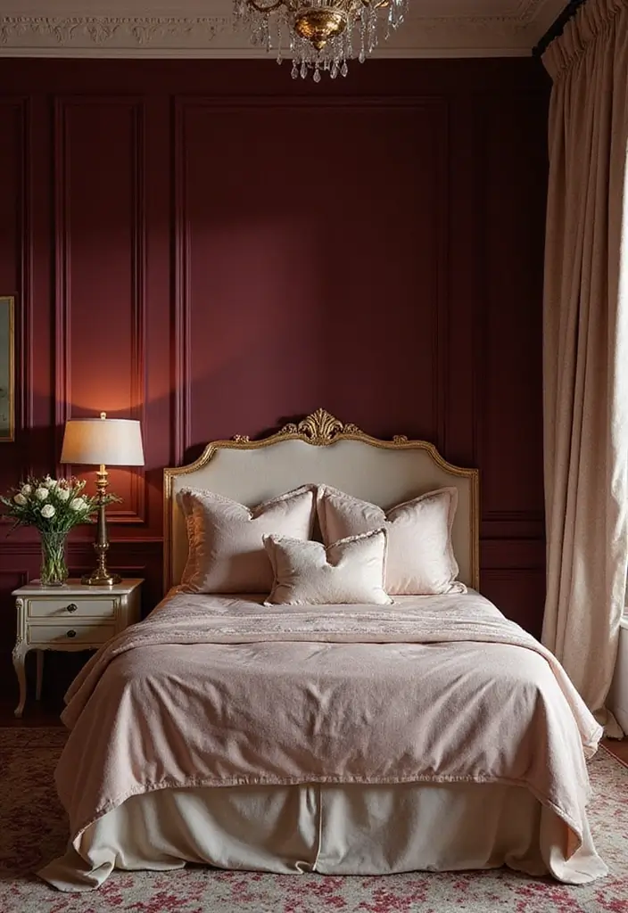 30+ Stunning Bedroom Paint Color Ideas to Transform Your Room Instantly 26 30+ Stunning Bedroom Paint Color Ideas to Transform Your Room Instantly - 26. Deep Burgundy for a Regal Flair