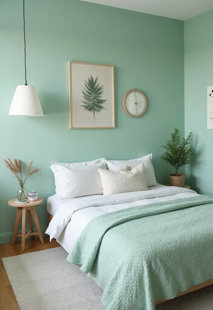 30+ Stunning Bedroom Paint Color Ideas to Transform Your Room Instantly 27 30+ Stunning Bedroom Paint Color Ideas to Transform Your Room Instantly - 27. Mint Green for Freshness