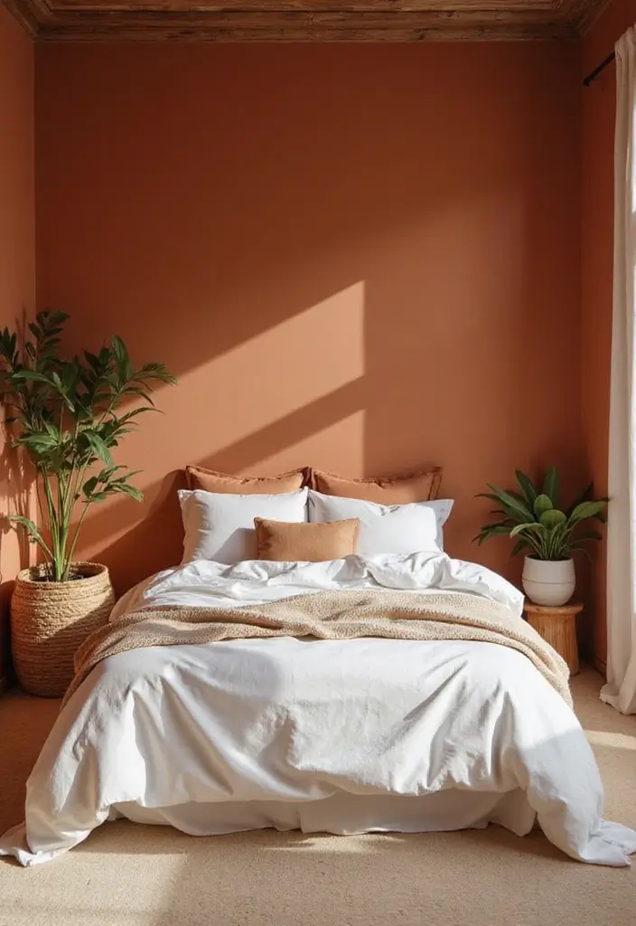 30+ Stunning Bedroom Paint Color Ideas to Transform Your Room Instantly 3 30+ Stunning Bedroom Paint Color Ideas to Transform Your Room Instantly - 3. Rich Terracotta for Warmth