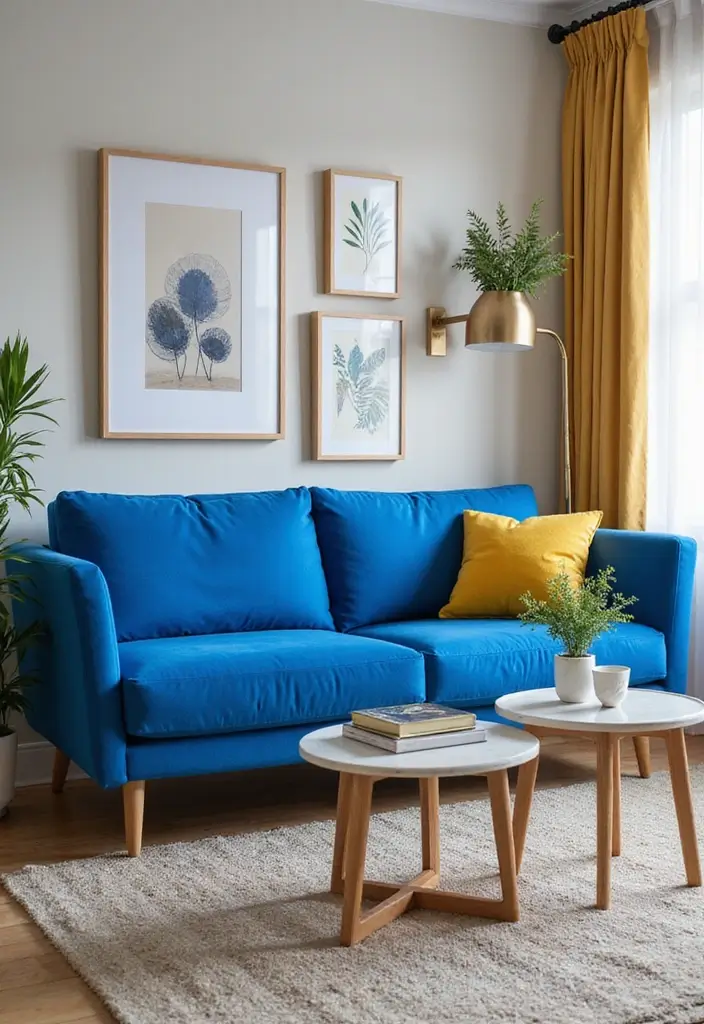 30 Stylish Living Room Sofa Color Ideas for Modern Homes - 18. Lively Cobalt Blue