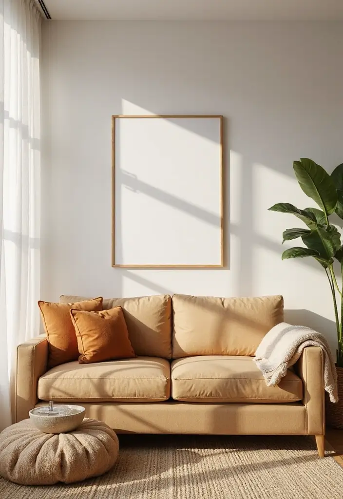 30 Stylish Living Room Sofa Color Ideas for Modern Homes - 23. Warm Sand