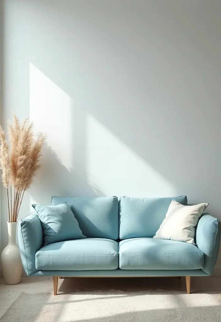 30 Stylish Living Room Sofa Color Ideas for Modern Homes - 29. Calm Ice Blue