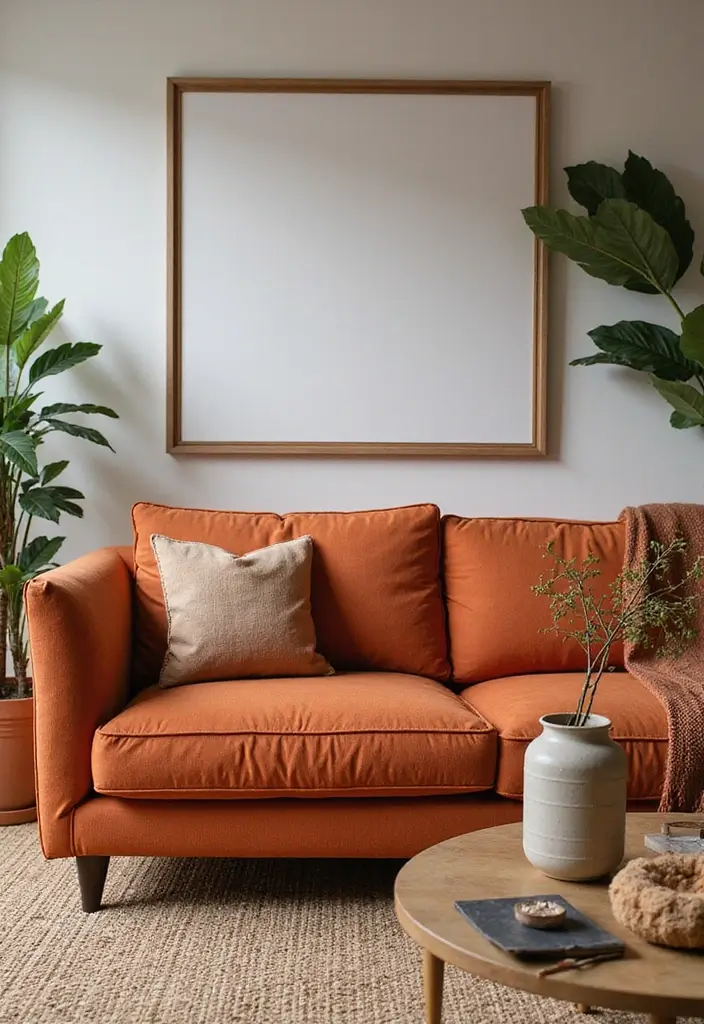 30 Stylish Living Room Sofa Color Ideas for Modern Homes - 3. Bold Terracotta