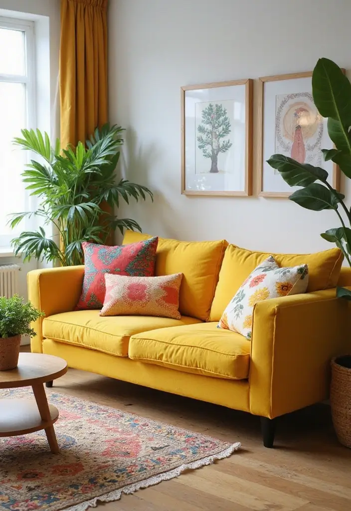 30 Stylish Living Room Sofa Color Ideas for Modern Homes - 6. Soft Mustard Yellow