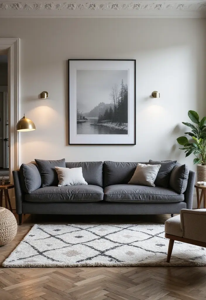 30 Stylish Living Room Sofa Color Ideas for Modern Homes - 8. Classic Charcoal Gray