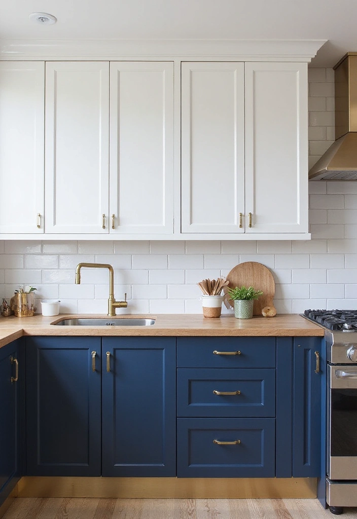 30 Trendy Two Color Kitchen Cabinets for Modern Homes - 1. Classic White and Navy