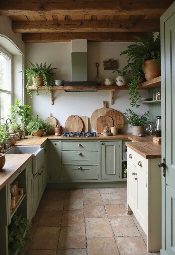 30 Trendy Two Color Kitchen Cabinets for Modern Homes - 24. Olive Drab and Cream