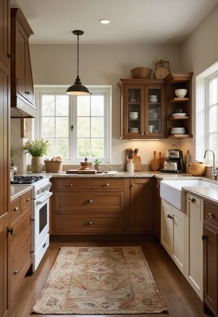 30 Trendy Two Color Kitchen Cabinets for Modern Homes - 4. Earthy Brown and Cream