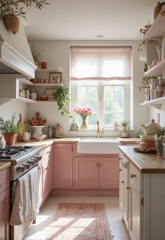 30 Trendy Two Color Kitchen Cabinets for Modern Homes - 7. Dusty Rose and Creamy White