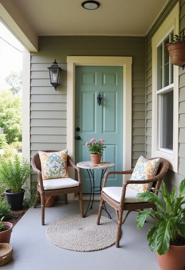30 Small Front Porch Ideas That Maximize Every Inch - 9. Compact Bistro Set