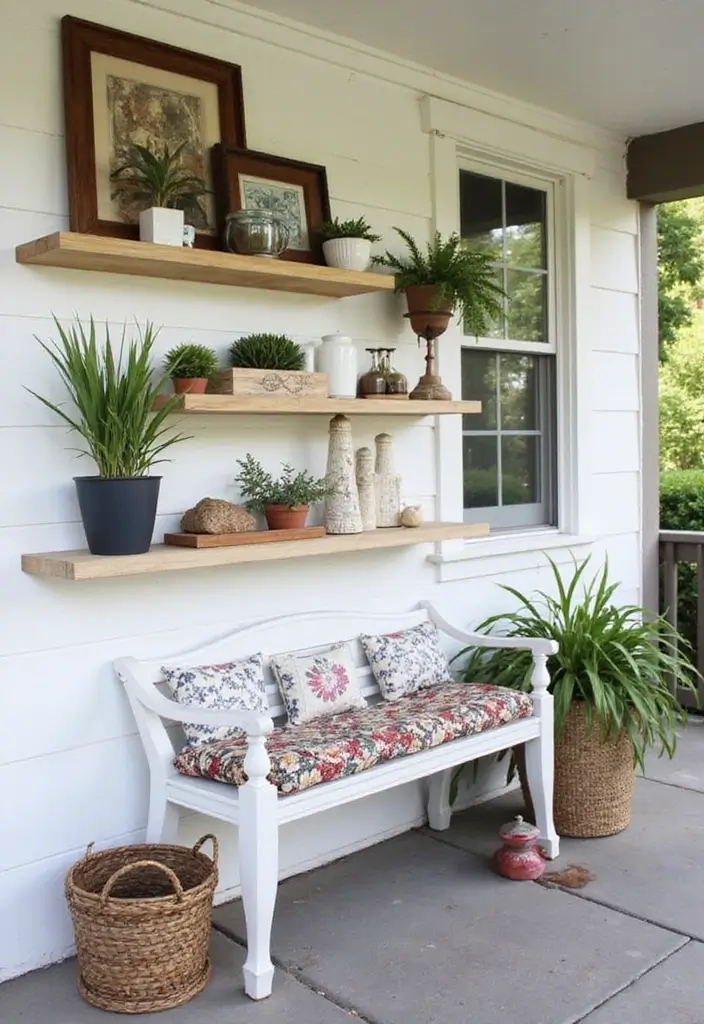 30 Small Front Porch Ideas That Maximize Every Inch - 10. Wall-Mounted Shelves