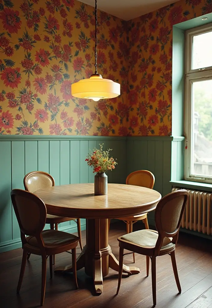 27 Vintage Dining Room Looks That Bring Back Charm - 11. Colorful Backsplashes for Added Depth
