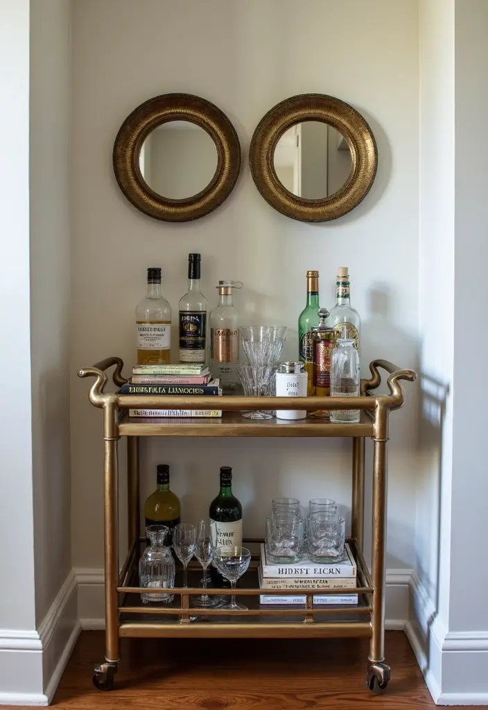 28 Dining Room Corner Ideas That Make the Most of Space - 13. Stylish Corner Bar Cart