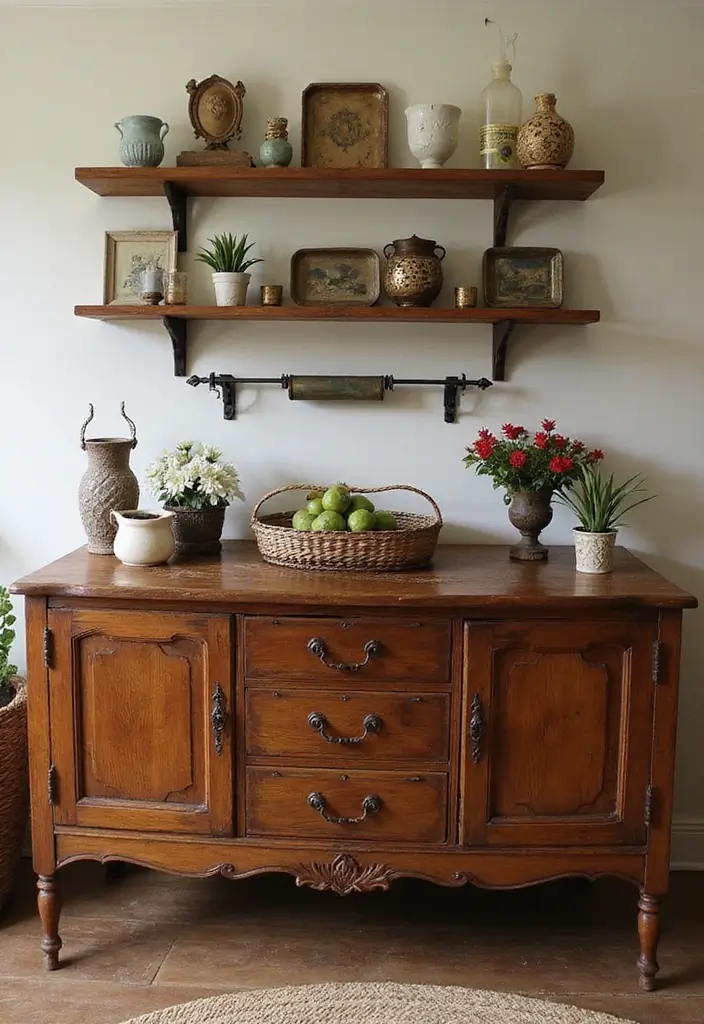 27 Vintage Dining Room Looks That Bring Back Charm - 14. Antique Sideboards for Storage