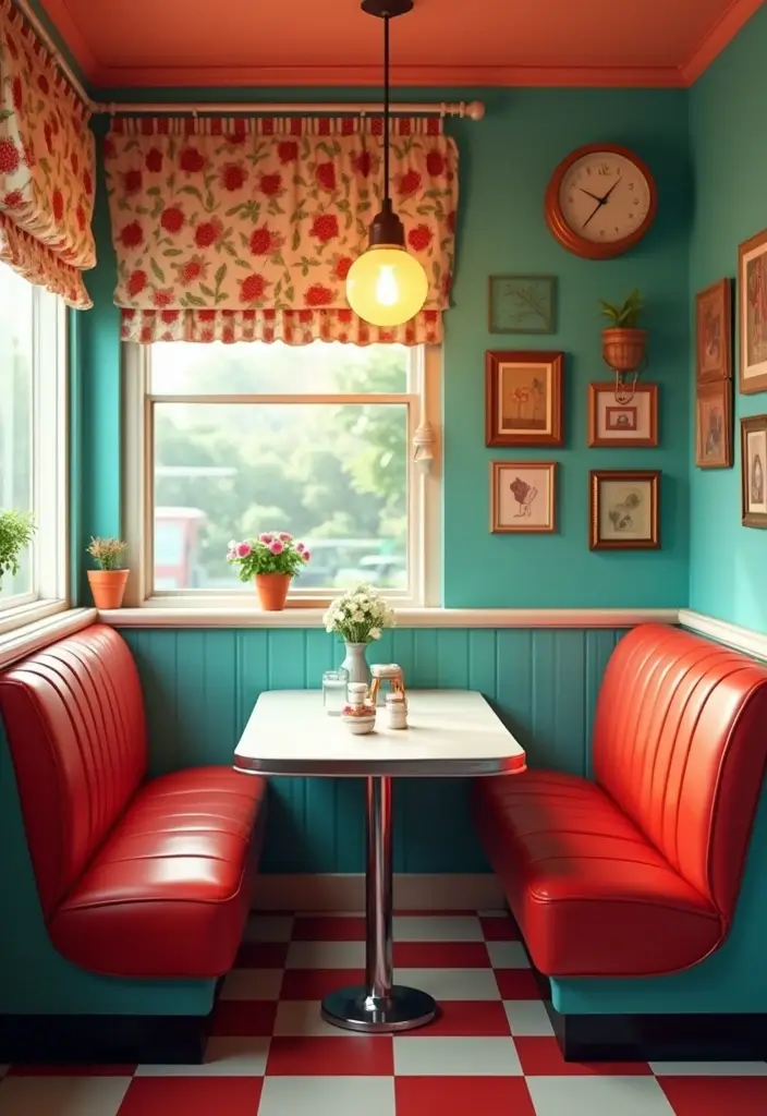 28 Dining Room Corner Ideas That Make the Most of Space - 16. Retro Diner Setup