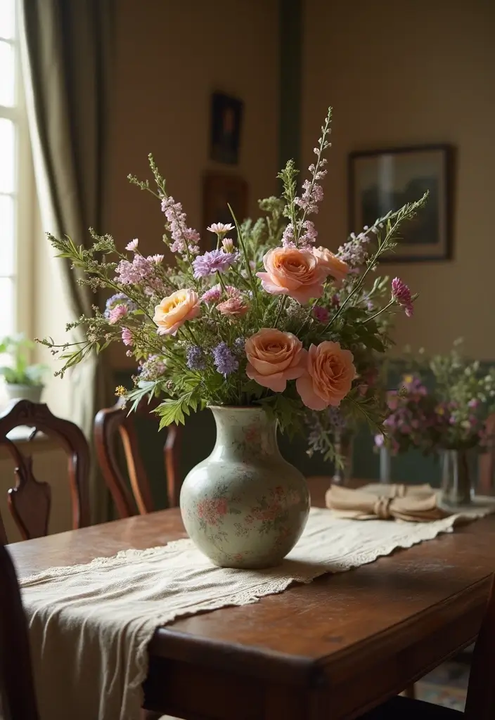 27 Vintage Dining Room Looks That Bring Back Charm - 20. Statement Centerpieces for Dining Tables