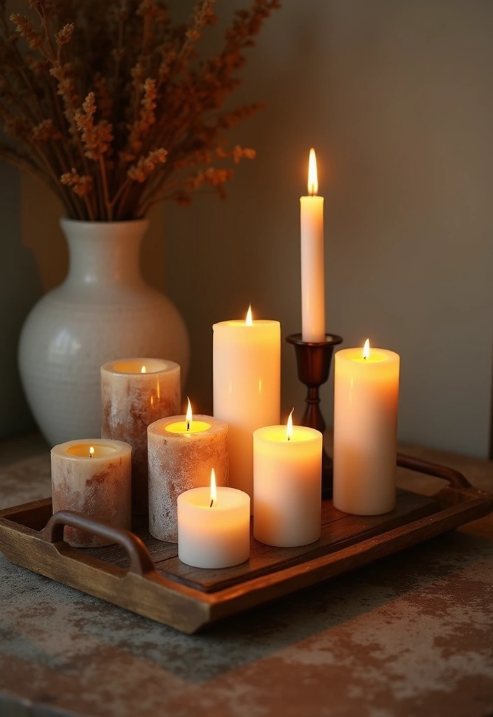 28 Dining Room Corner Ideas That Make the Most of Space - 20. Rustic Candle Display