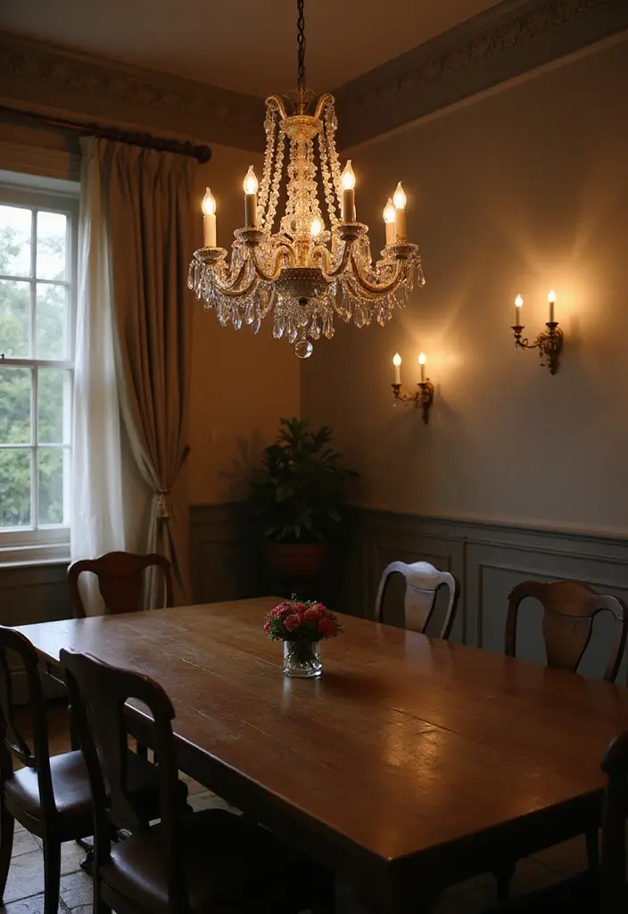 27 Vintage Dining Room Looks That Bring Back Charm - 3. Vintage Lighting Fixtures