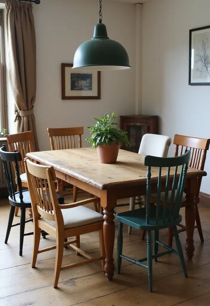 27 Vintage Dining Room Looks That Bring Back Charm - 5. The Charm of Mismatched Dining Chairs