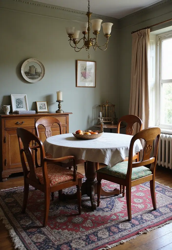 27 Vintage Dining Room Looks That Bring Back Charm - 6. Layering Textiles for Comfort