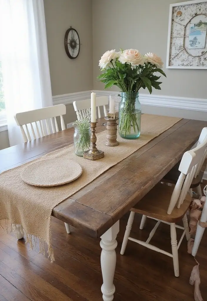 28 Dining Room Corner Ideas That Make the Most of Space - 6. Farmhouse Table Centerpiece