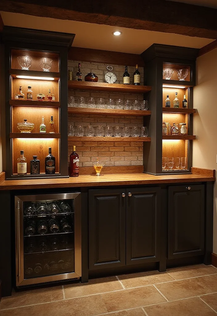 10 Basement Fridge Ideas for Convenient Extra Storage - 1. The Classic Home Bar