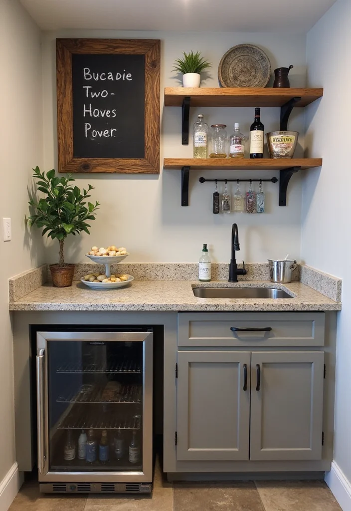 10 Basement Fridge Ideas for Convenient Extra Storage - 2. Compact Beverage Station