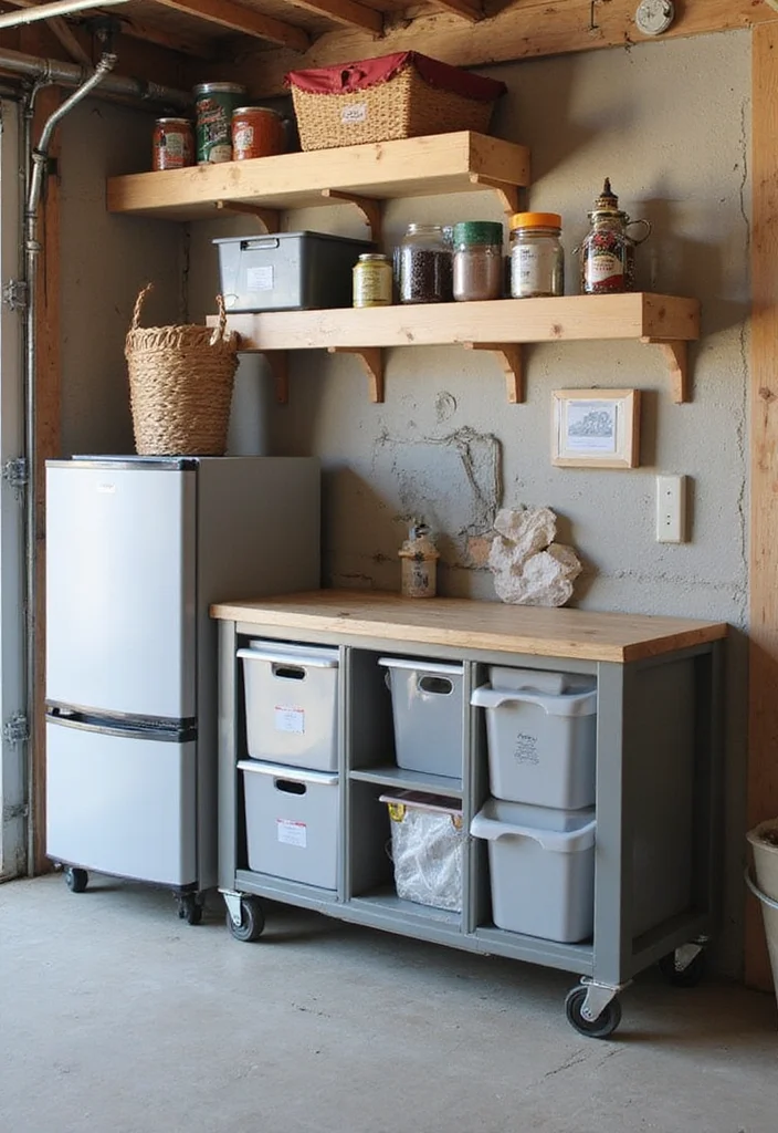 10 Basement Fridge Ideas for Convenient Extra Storage - 3. Creative Organization Solutions