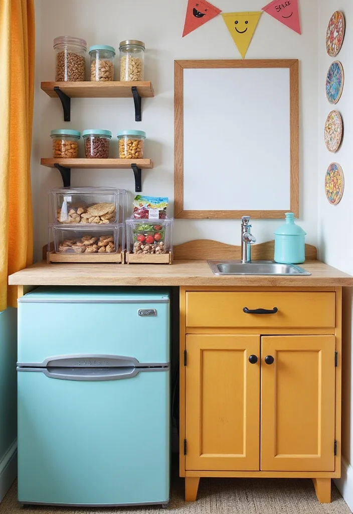 10 Basement Fridge Ideas for Convenient Extra Storage - 5. Family-Friendly Snack Center