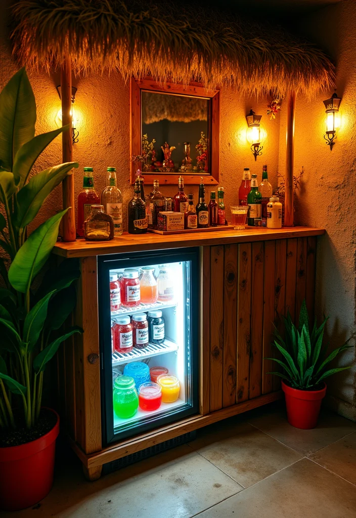 10 Basement Fridge Ideas for Convenient Extra Storage - 6. Themed Drink Stations