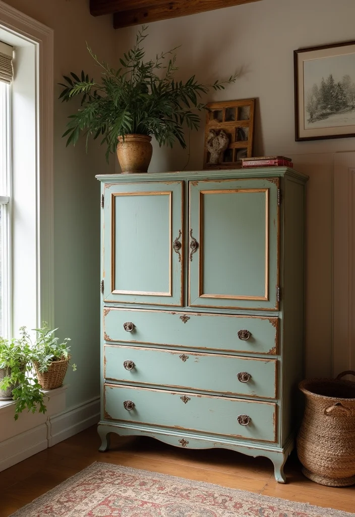 10 Basement Fridge Ideas for Convenient Extra Storage - 7. Repurposed Furniture Fridge