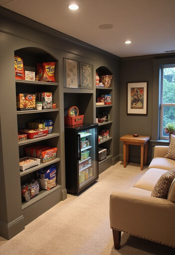 10 Basement Fridge Ideas for Convenient Extra Storage - 9. Efficient Multi-Use Space