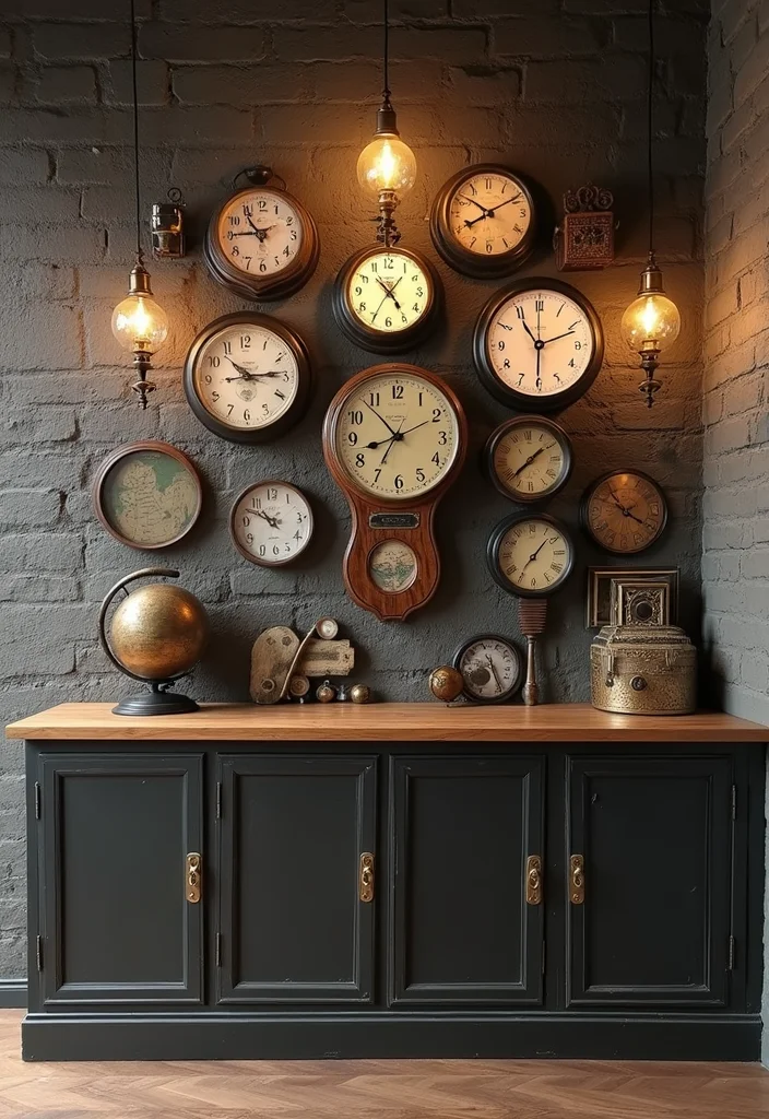 10 Basement Half Wall Ledge Ideas for Simple Functional Display - 6. Vintage Finds Display