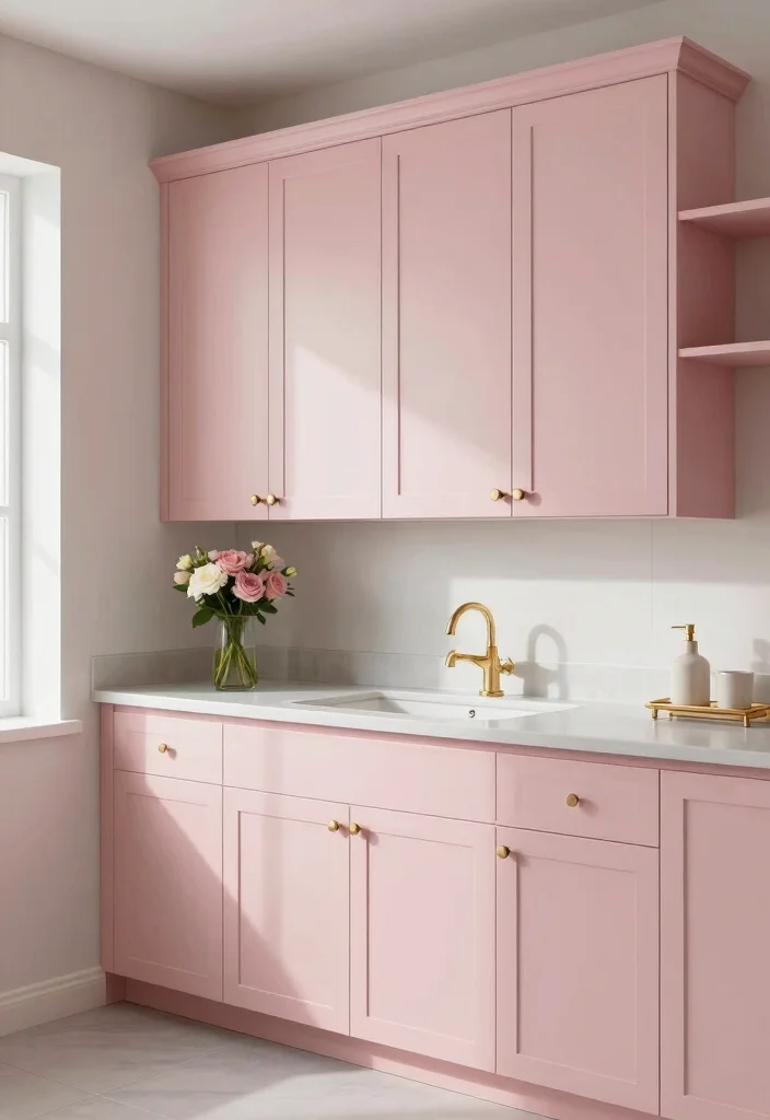 10 Best Bathroom Cabinet Paint Colors for a Fresh Updated Look 8 10 Best Bathroom Cabinet Paint Colors for a Fresh Updated Look - 10. Soft Blush Pink 1