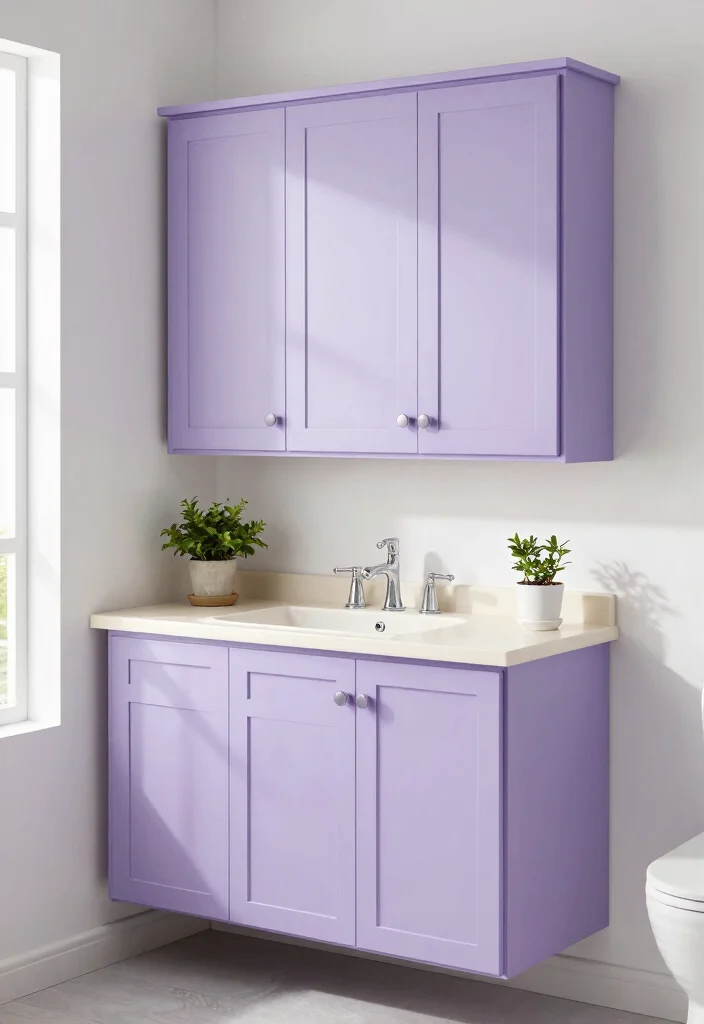 10 Best Bathroom Cabinet Paint Colors for a Fresh Updated Look 1 10 Best Bathroom Cabinet Paint Colors for a Fresh Updated Look - 3. Gentle Lavender 1