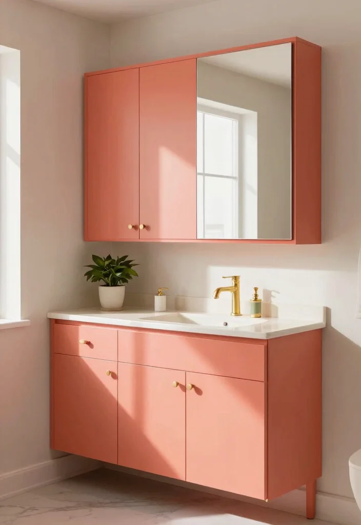 10 Best Bathroom Cabinet Paint Colors for a Fresh Updated Look 3 10 Best Bathroom Cabinet Paint Colors for a Fresh Updated Look - 5. Soft Coral 1