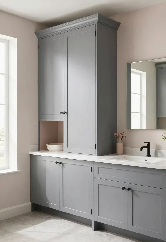 10 Best Bathroom Cabinet Paint Colors for a Fresh Updated Look 4 10 Best Bathroom Cabinet Paint Colors for a Fresh Updated Look - 6. Elegant Gray 1